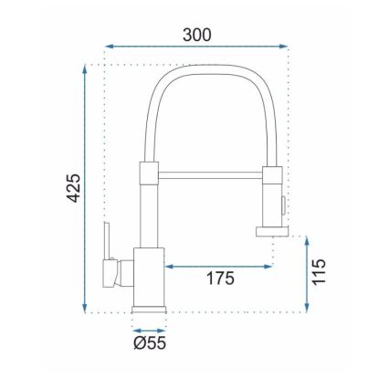REA-B0417 - Pomivalna armatura s izvlečno prho COLIN 42,5 cm nikelj
