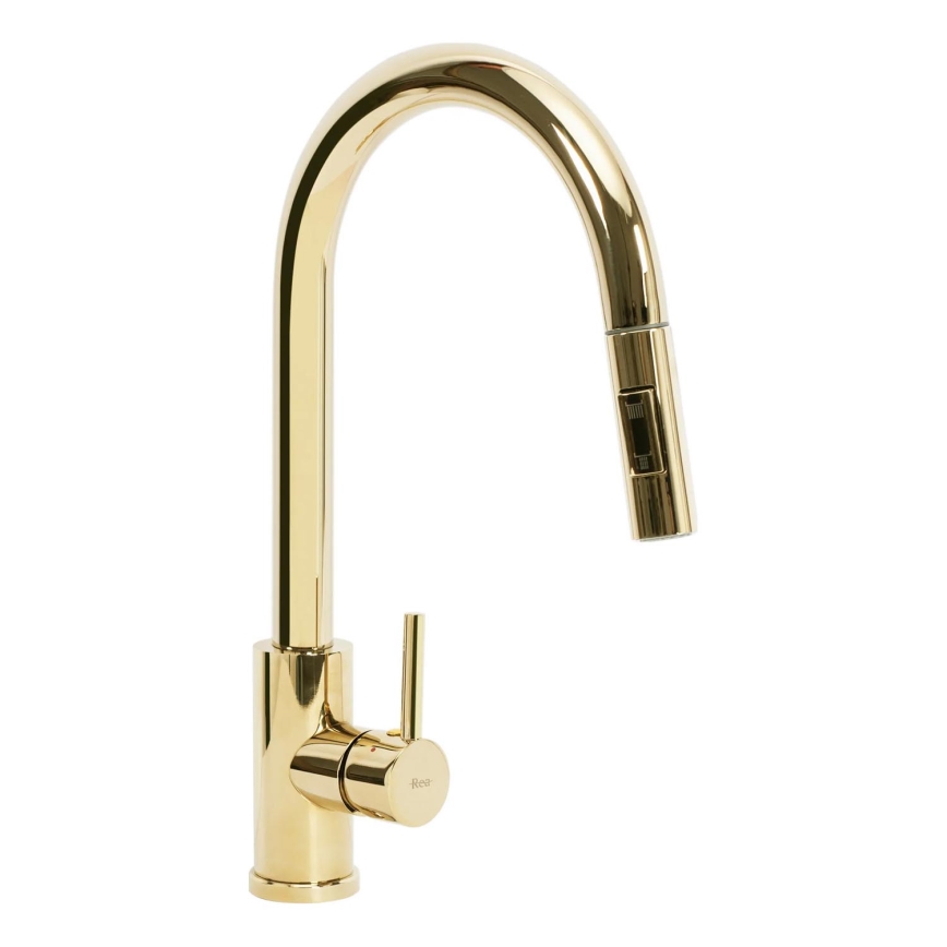 REA-B0669 - Pomivalna armatura z izvlečno prho FRESH 39,5 cm zlata