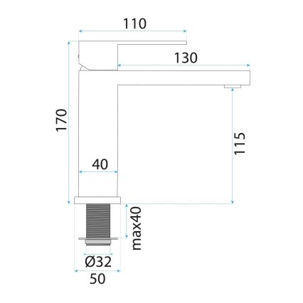 REA-B0976 - Umivalniški mešalnik ARLO 17 cm, brušeno zlato