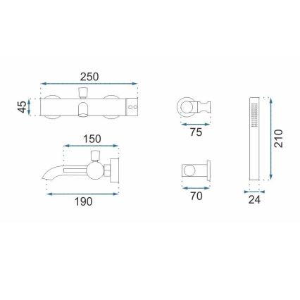 REA-B1115 - Komplet za kad LUNGO, brušen baker