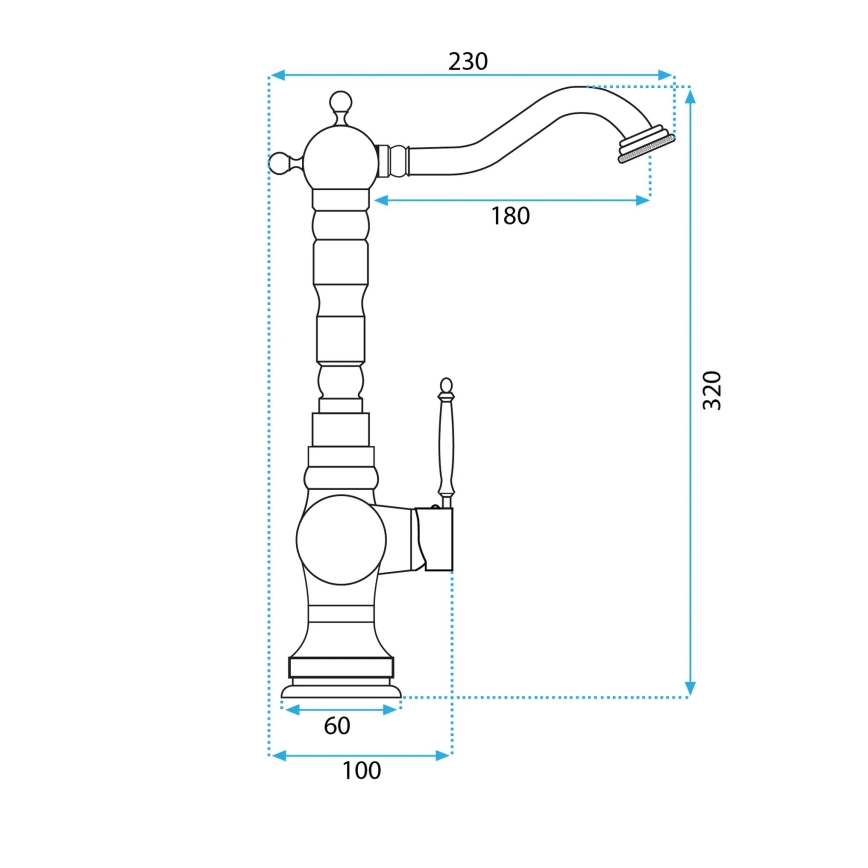 REA-B2500 - Mešalna baterija za umivalnik VENICE, 32 cm, brušeno zlato