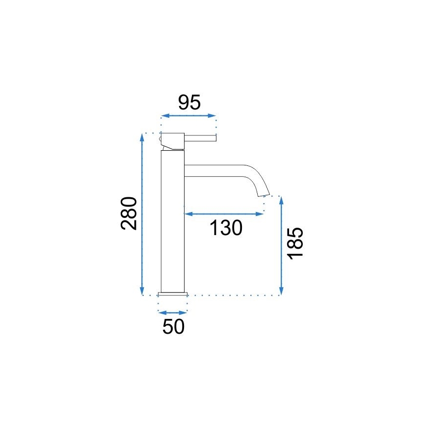 REA-B4103 - Pipa za umivalnik LUNGO 28 cm črna
