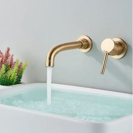 REA-B4109 - Pipa za umivalnik za podometno vgradnjo LUNGO, krtačeno zlato