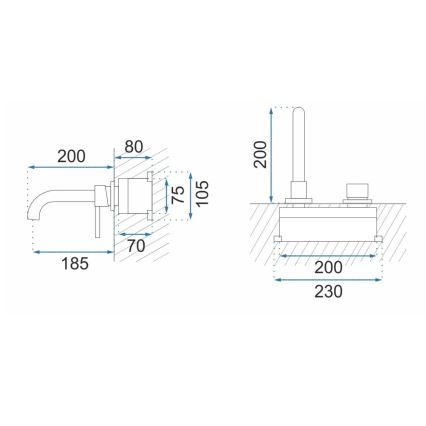 REA-B4109 - Pipa za umivalnik za podometno vgradnjo LUNGO, krtačeno zlato