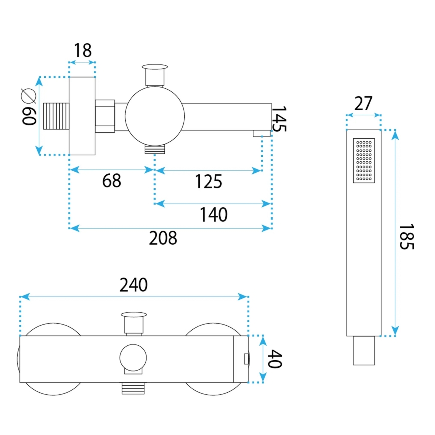 REA-B4525 - Komplet za kad PIXEL, sijajni krom