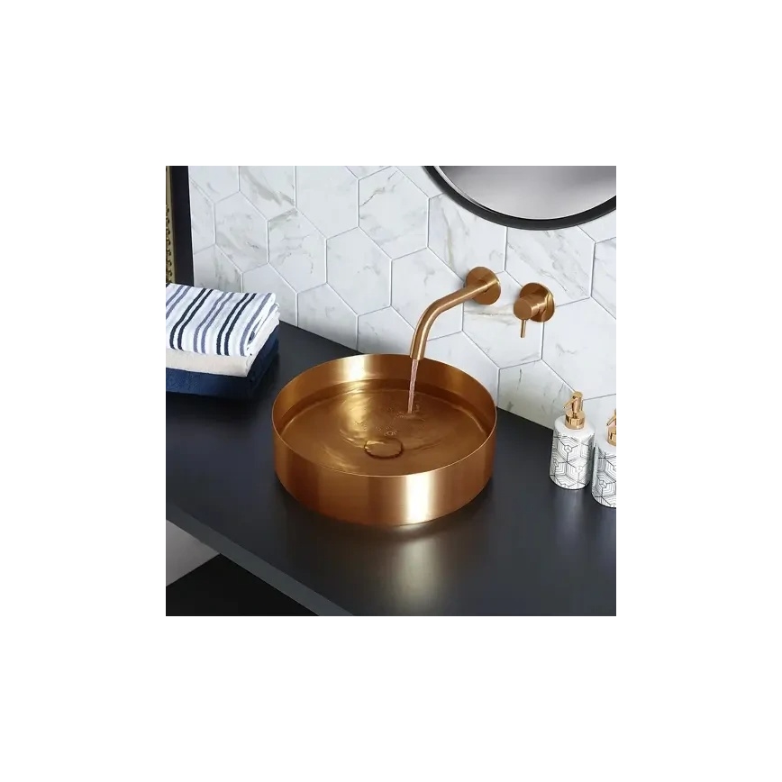 REA-B4600 - Pipa za umivalnik za podometno vgradnjo LUNGO v brušenem bakru