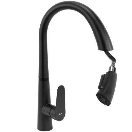 REA-B5313 - Kuhinjska baterija z izvlečno prho ROSS 43 cm črna