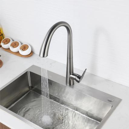 REA-B5314 - Kuhinjska armatura ROSS 43 cm z izvlečno prho, nikelj