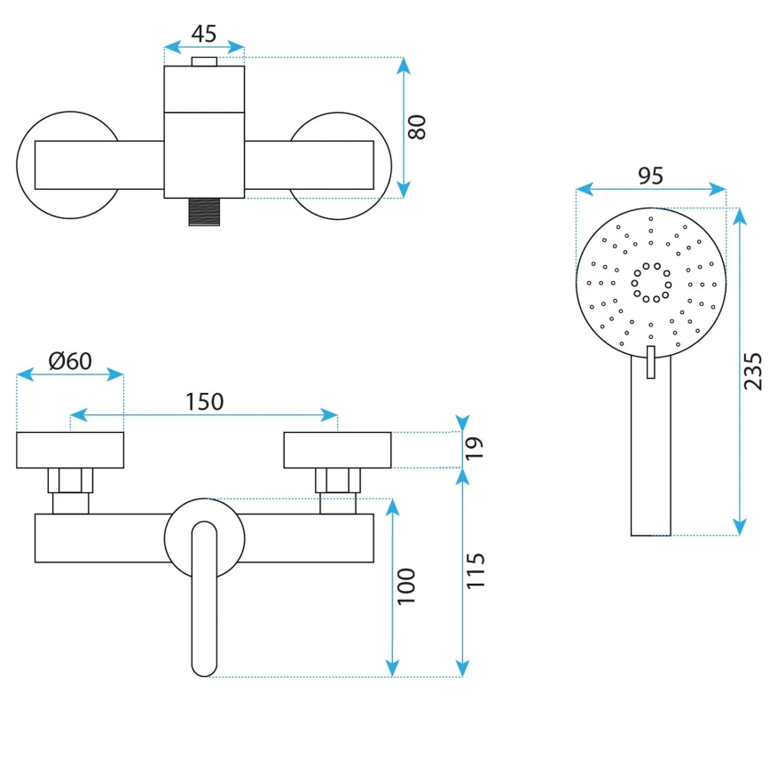 REA-B5503 - Komplet za tuš z mešalno baterijo ONTARIO titan