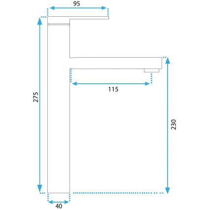 REA-B6214 - Pipa za umivalnik PIXEL 27,5 cm črna