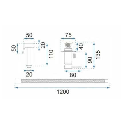 REA-B6311 - Bidetna baterija s ročno prho za podometno vgradnjo LUNGO, brušeno zlato
