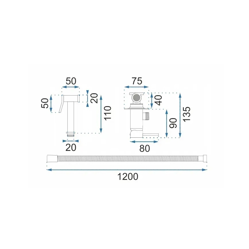 REA-B6311 - Bidetna baterija s ročno prho za podometno vgradnjo LUNGO, brušeno zlato