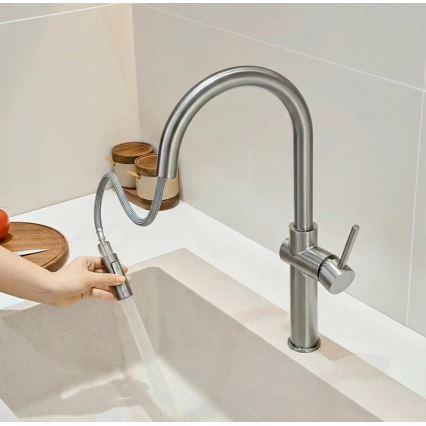 REA-B6330 - Kuhinjska armatura z izvlečno prho FRESH 45 cm nikelj