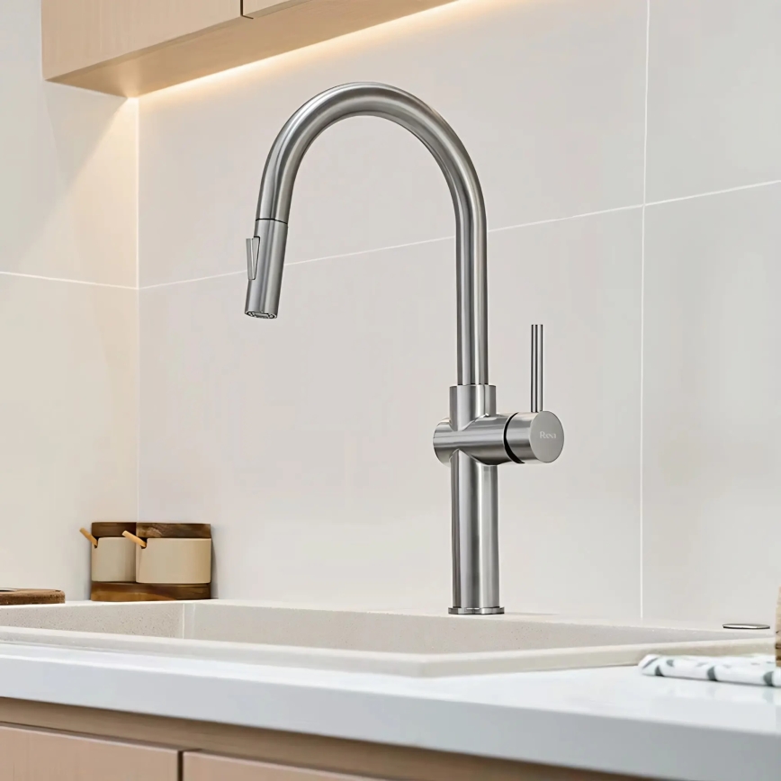 REA-B6330 - Kuhinjska armatura z izvlečno prho FRESH 45 cm nikelj