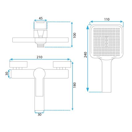 REA-B6407 - Komplet za kopalno kad z baterijo ARGUS mat črna
