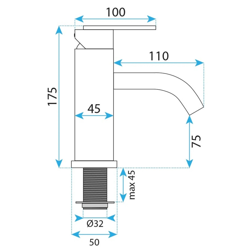 REA-B6444 - Pipa za umivalnik FOSTER 18,2 cm zlata