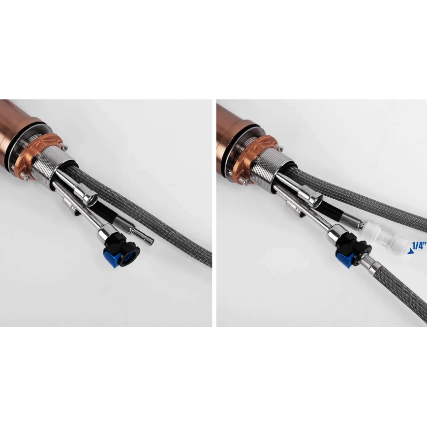 REA-B7436 - Kuhinjska armatura s izvlečno prho in vgrajenim filtrom ECO FRESH 37,5 cm medena