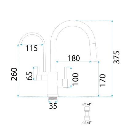 REA-B7564 - Pipa za pomivalno korito z izvlečno prho in filtrom ECO FRESH 37,5 cm nikelj