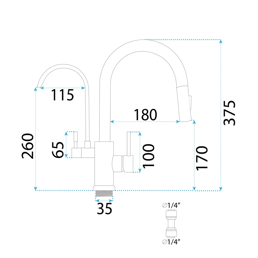 REA-B7596 - Kuhinjska pipa z izvlečno prho in filtrom ECO FRESH, 37,5 cm, brušeno zlata