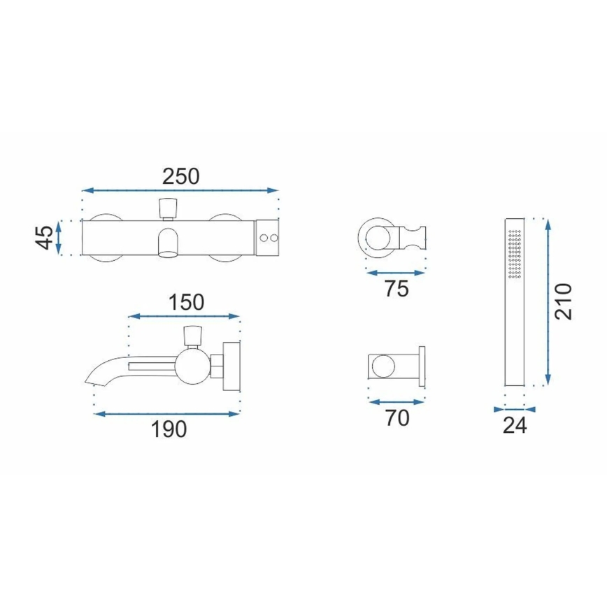 REA-B7987 - Komplet za kad LUNGO, brušena bakrena obdelava