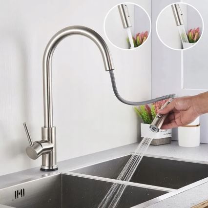 REA-B9146 - Pomivalna pipa z izvlečno prho FRESH 39,5 cm nikelj