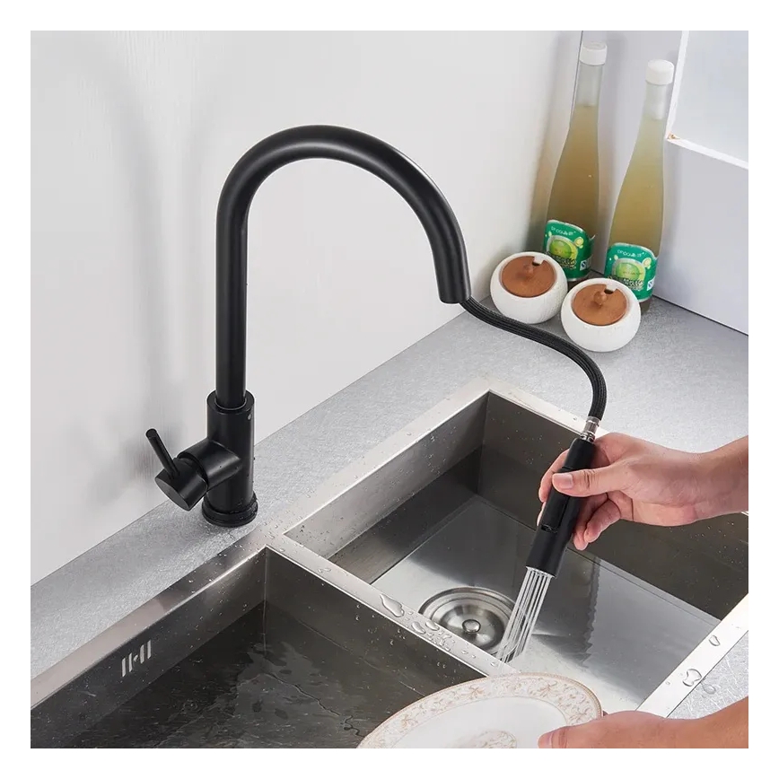 REA-B9147 - Kuhinjska pipa z izvlečnim pršilcem FRESH 39,5 cm mat črna