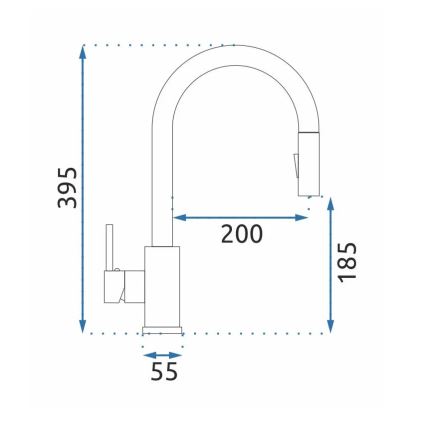 REA-B9147 - Kuhinjska pipa z izvlečnim pršilcem FRESH 39,5 cm mat črna