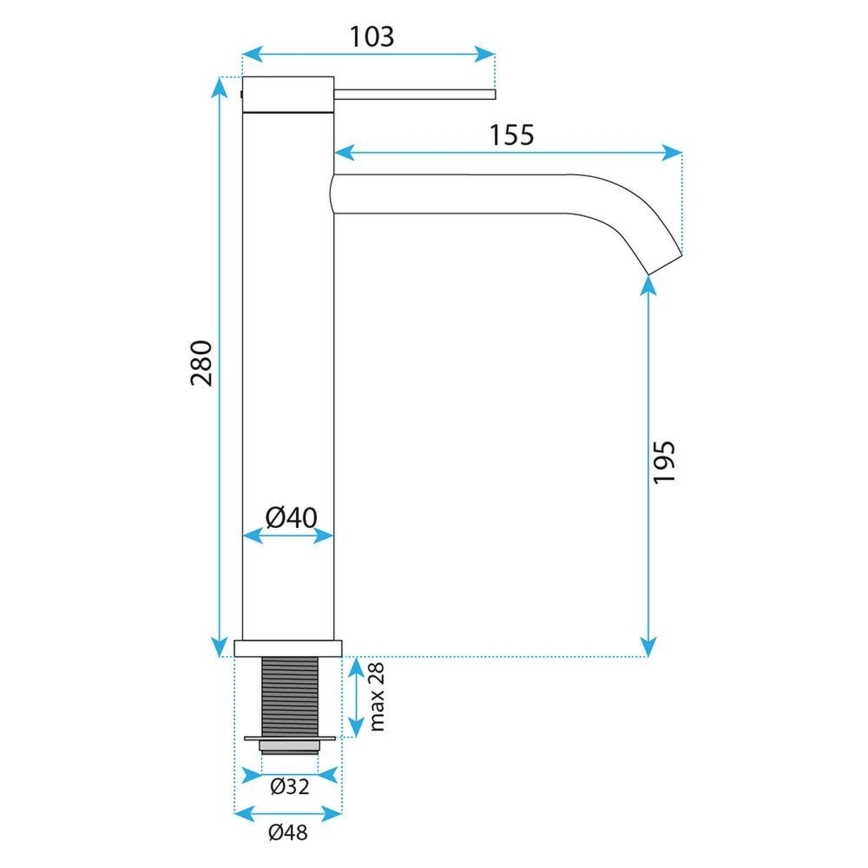 REA-B9322 - Mešalna armatura za umivalnik RIVO 28 cm titan