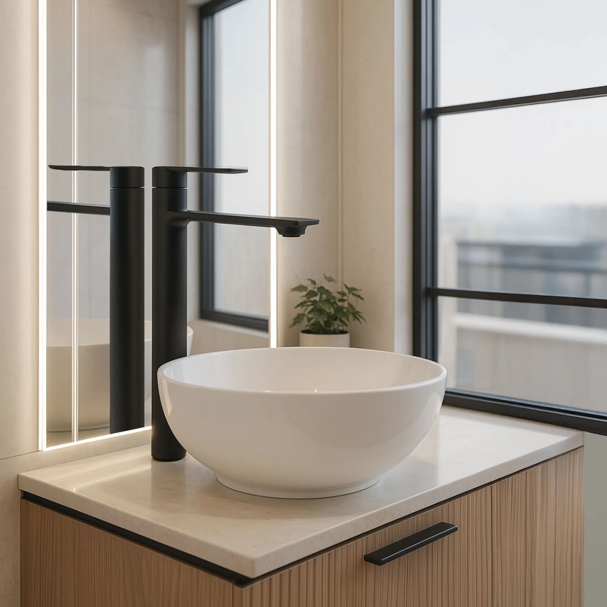 REA-B9988 - Pipa za umivalnik STORM 29,5 cm mat črna