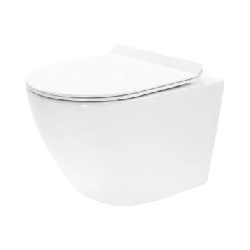 REA-C1400 - Viseča WC školjka z WC desko CARTER RIMLESS keramika/bela