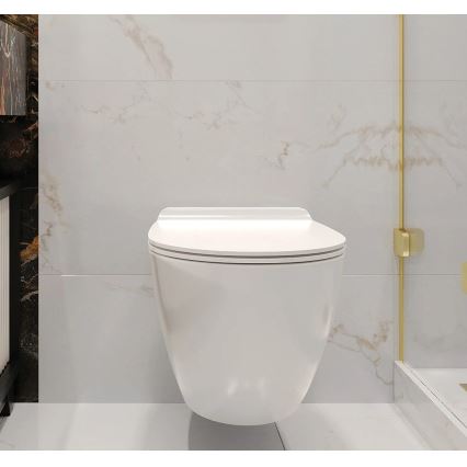 REA-C1400 - Viseča WC školjka z WC desko CARTER RIMLESS keramika/bela