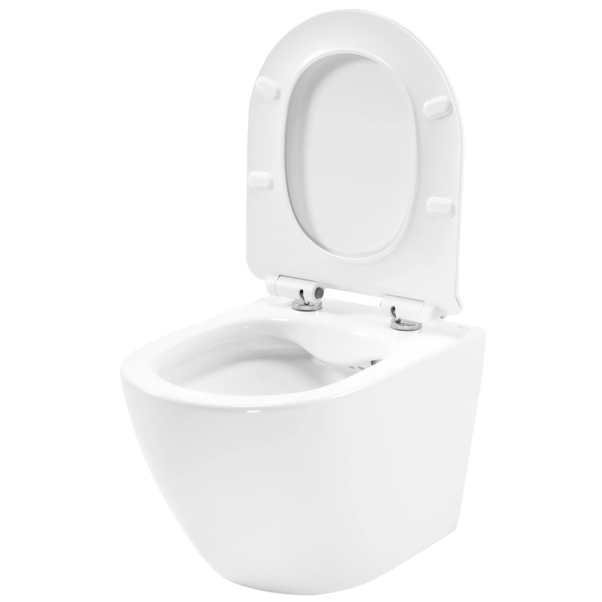 REA-C1400 - Viseča WC školjka z WC desko CARTER RIMLESS keramika/bela