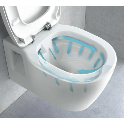 REA-C1400 - Viseča WC školjka z WC desko CARTER RIMLESS keramika/bela