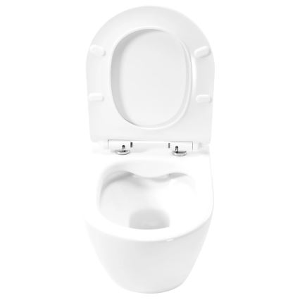 REA-C1400 - Viseča WC školjka z WC desko CARTER RIMLESS keramika/bela