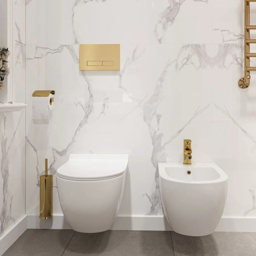 REA-C1400 - Viseča WC školjka z WC desko CARTER RIMLESS keramika/bela