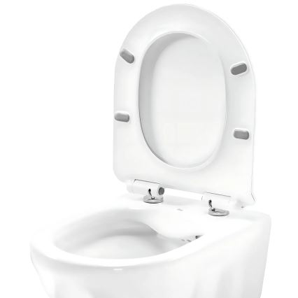 REA-C1652 - Viseča WC školjka s sedežno desko GUSTAVO RIMLESS keramika/bela