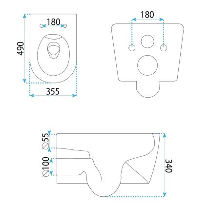 REA-C1652 - Viseča WC školjka s sedežno desko GUSTAVO RIMLESS keramika/bela