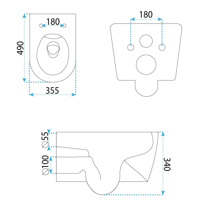 REA-C1652 - Viseča WC školjka s sedežno desko GUSTAVO RIMLESS keramika/bela