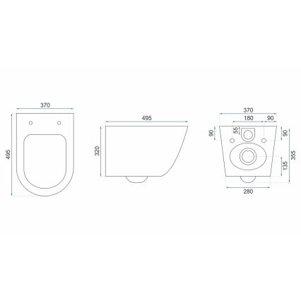 REA-C2760 - Viseča WC školjka s sedežno desko CARLO FLAT MINI RIMLESS keramika/sijajna bela