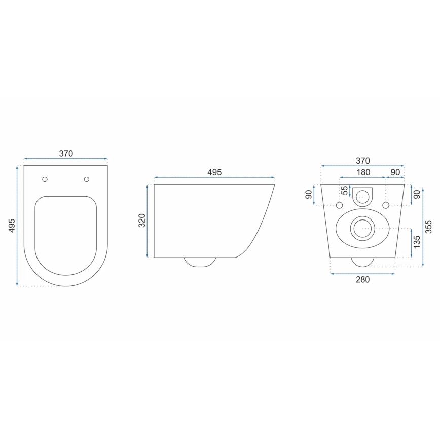 REA-C2760 - Viseča WC školjka s sedežno desko CARLO FLAT MINI RIMLESS keramika/sijajna bela