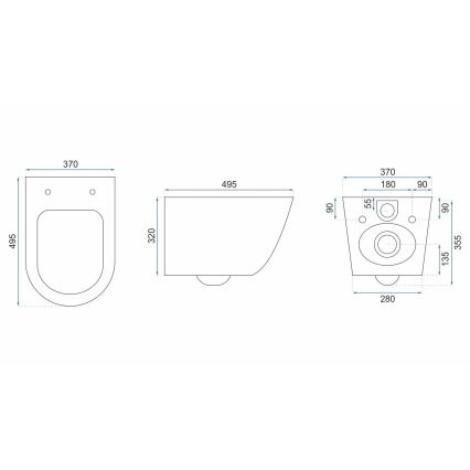 REA-C5500 - Viseča WC školjka s sedežem CARLO MINI TORNADO RIMLESS keramika/kremna