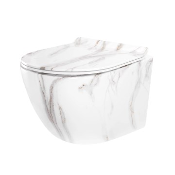 REA-C6390 - Viseča WC školjka s sedežem CARTER TORNADO RIMLESS keramika/imitacija kamna