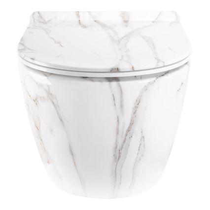 REA-C6390 - Viseča WC školjka s sedežem CARTER TORNADO RIMLESS keramika/imitacija kamna