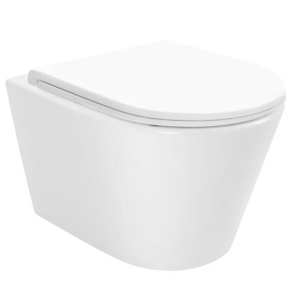 REA-C6800 - Viseča WC školjka s sedežno desko TITO TORNADO RIMLESS keramika/bela