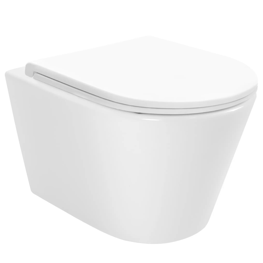 REA-C6800 - Viseča WC školjka s sedežno desko TITO TORNADO RIMLESS keramika/bela