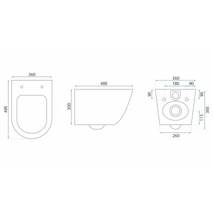 REA-C6800 - Viseča WC školjka s sedežno desko TITO TORNADO RIMLESS keramika/bela