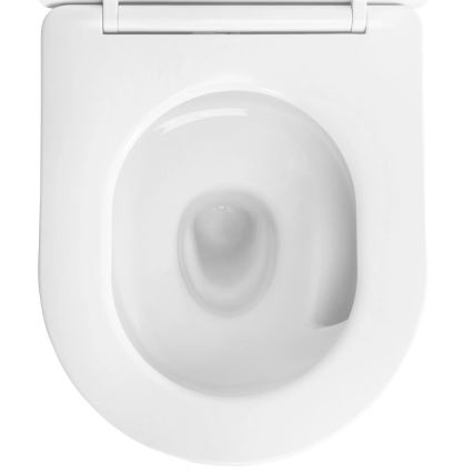 REA-C6806 - Viseča WC školjka z WC sedežem CARLO MINI TORNADO RIMLESS keramika/bela/zlata