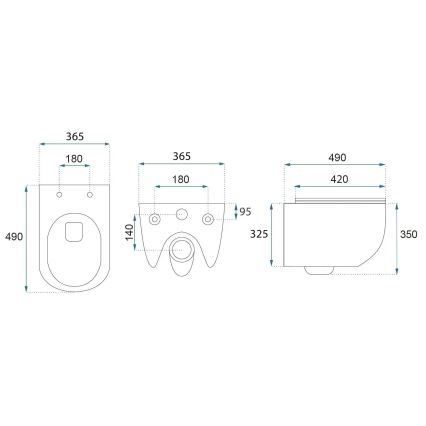 REA-C6806 - Viseča WC školjka z WC sedežem CARLO MINI TORNADO RIMLESS keramika/bela/zlata