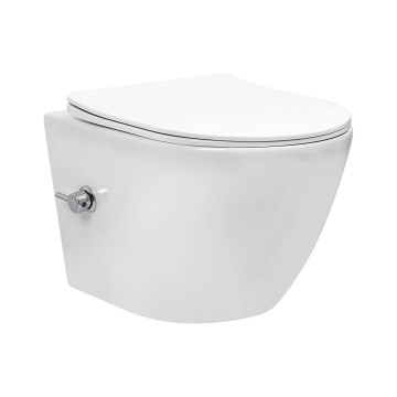 REA-C9701 - Viseča WC školjka z bidetno prho in sedežno desko CARLO LUX keramika/bela