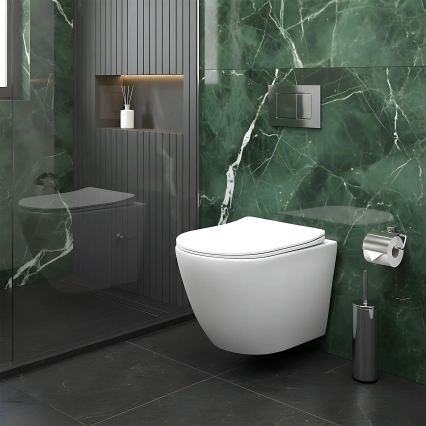 REA-C9701 - Viseča WC školjka z bidetno prho in sedežno desko CARLO LUX keramika/bela